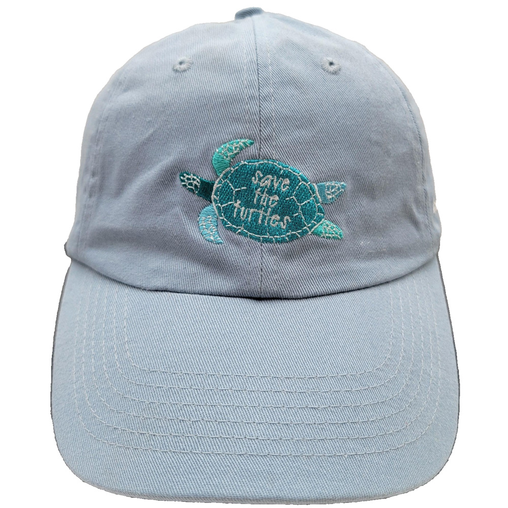 Shedd Aquarium Hat Cap Strap Back Light Blue Embroidered Save The Turtles Mens